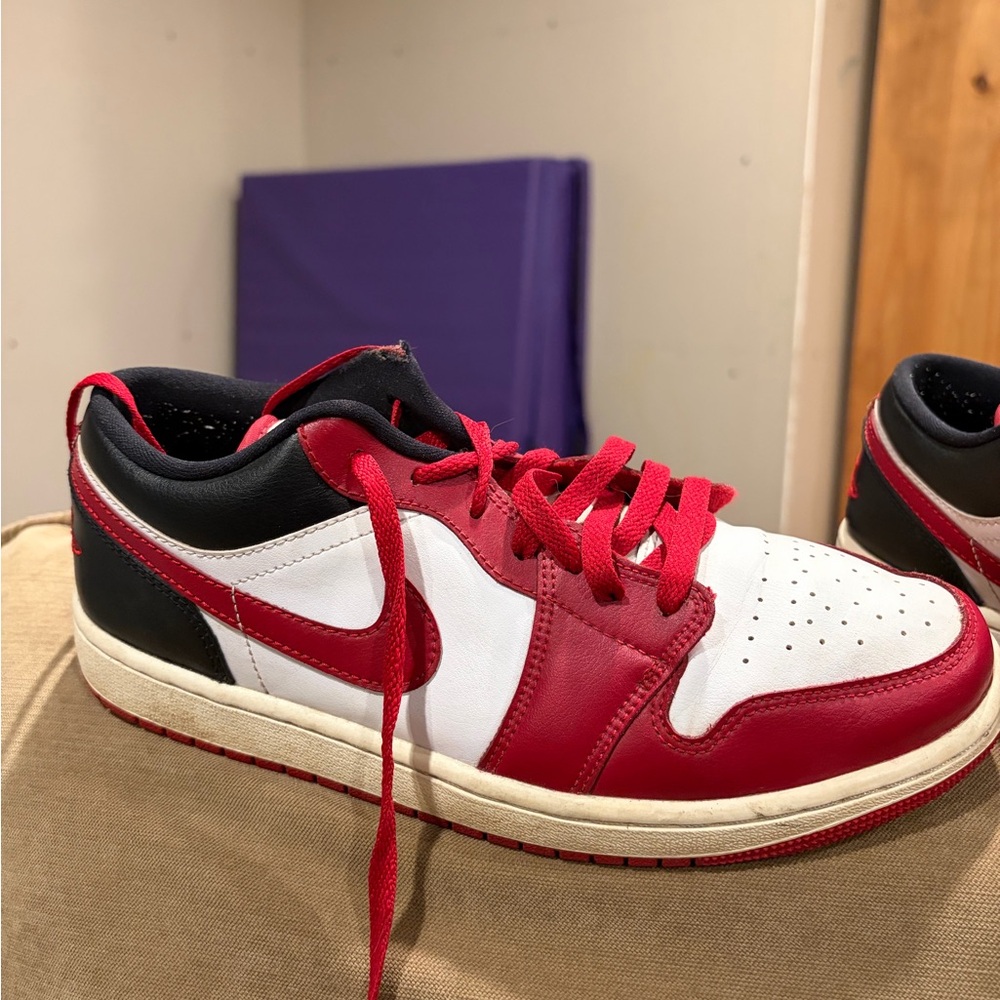 Jordan Red, White, and Black Sneakers